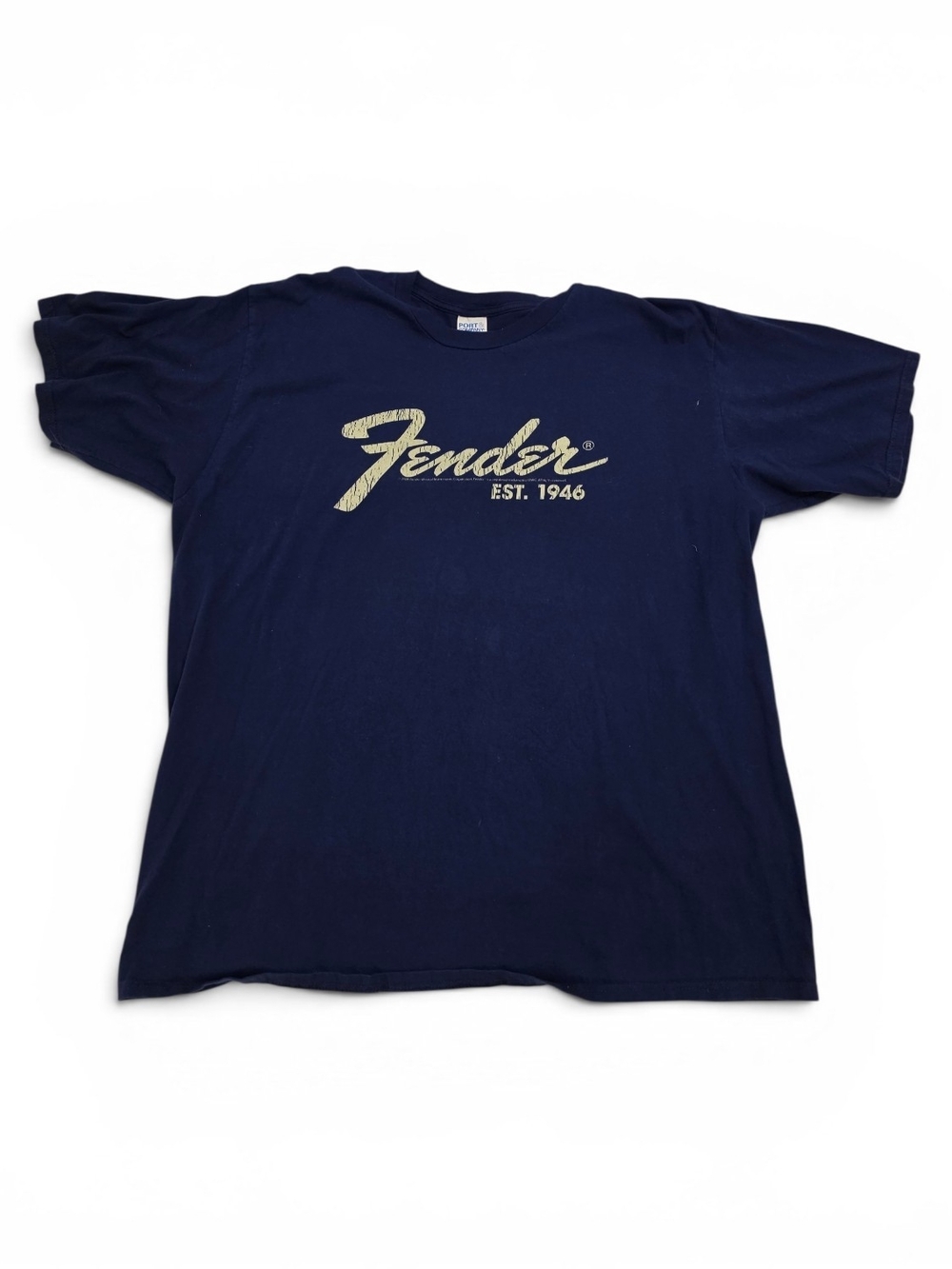 Fender Navy Short Sleeve Tee with Gold Script Logo